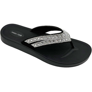 Ladies carbon flip flops with contoured footbed and non-slip sole for beach and casual wear