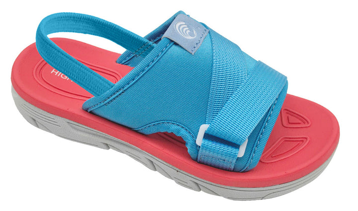 High Tide Tek Toddlers Slide with soft footbed and wide strap for comfort during play and outings