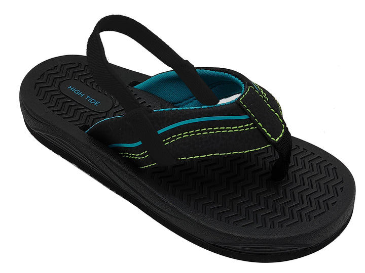 High Tide Zig Zag Comfort Toddler Flip Flops with cushioned sole and heel strap for secure wear